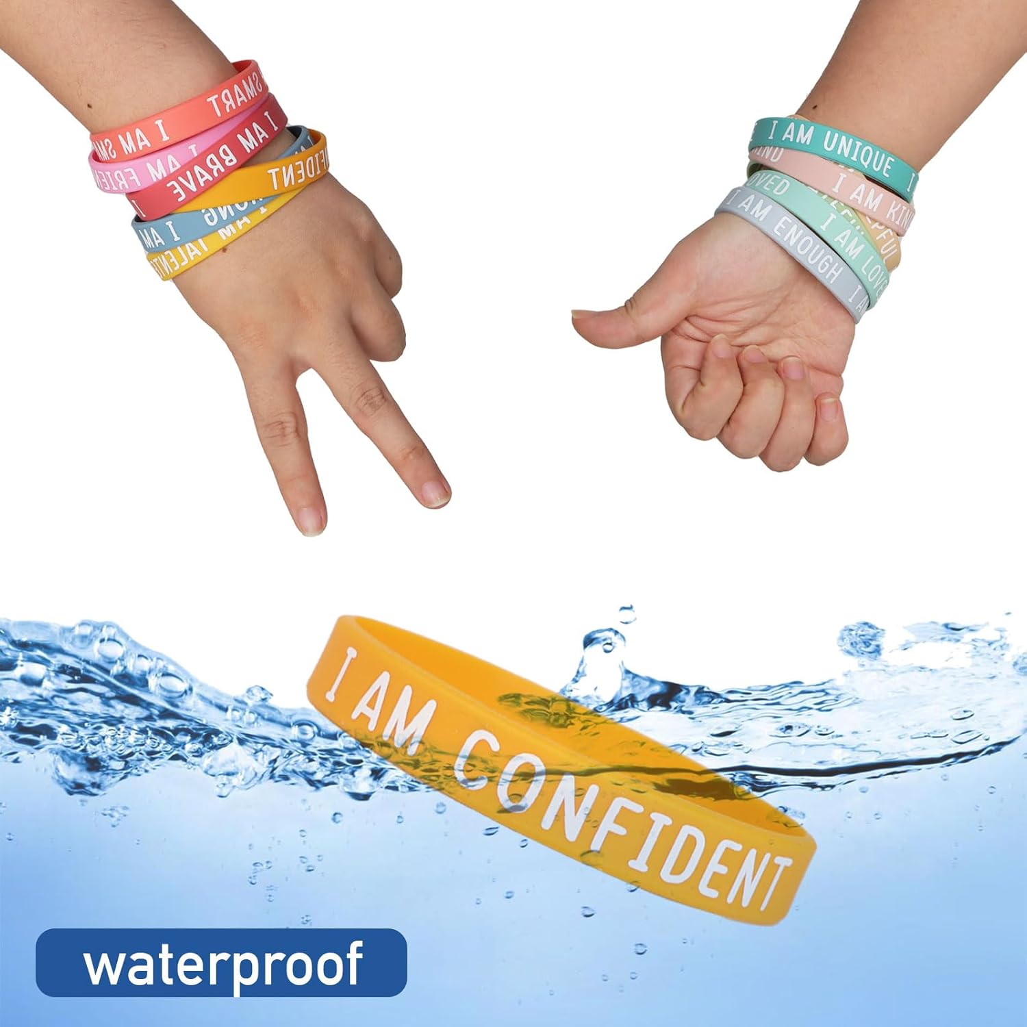 DDLP 24pcs Motivational Rubber Bracelets for Students Silicone Bracelets Bulk with Positive Message Inspirational Saying Back to School Gifts for Students