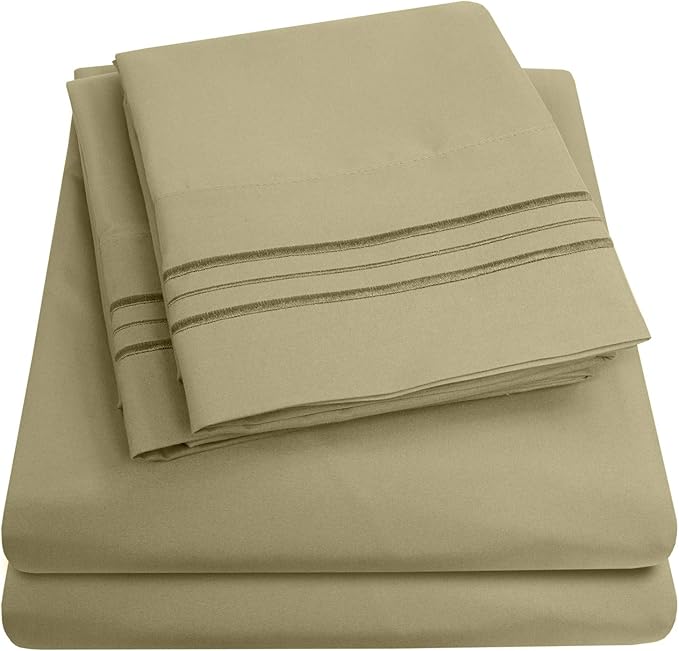 1500 Supreme Collection Queen Sheet Sets Taupe - Luxury Hotel Bed Sheets and Pillowcase Set for Queen Mattress - Extra Soft, Elastic Corner Straps, Deep Pocket Sheets, Queen Taupe
