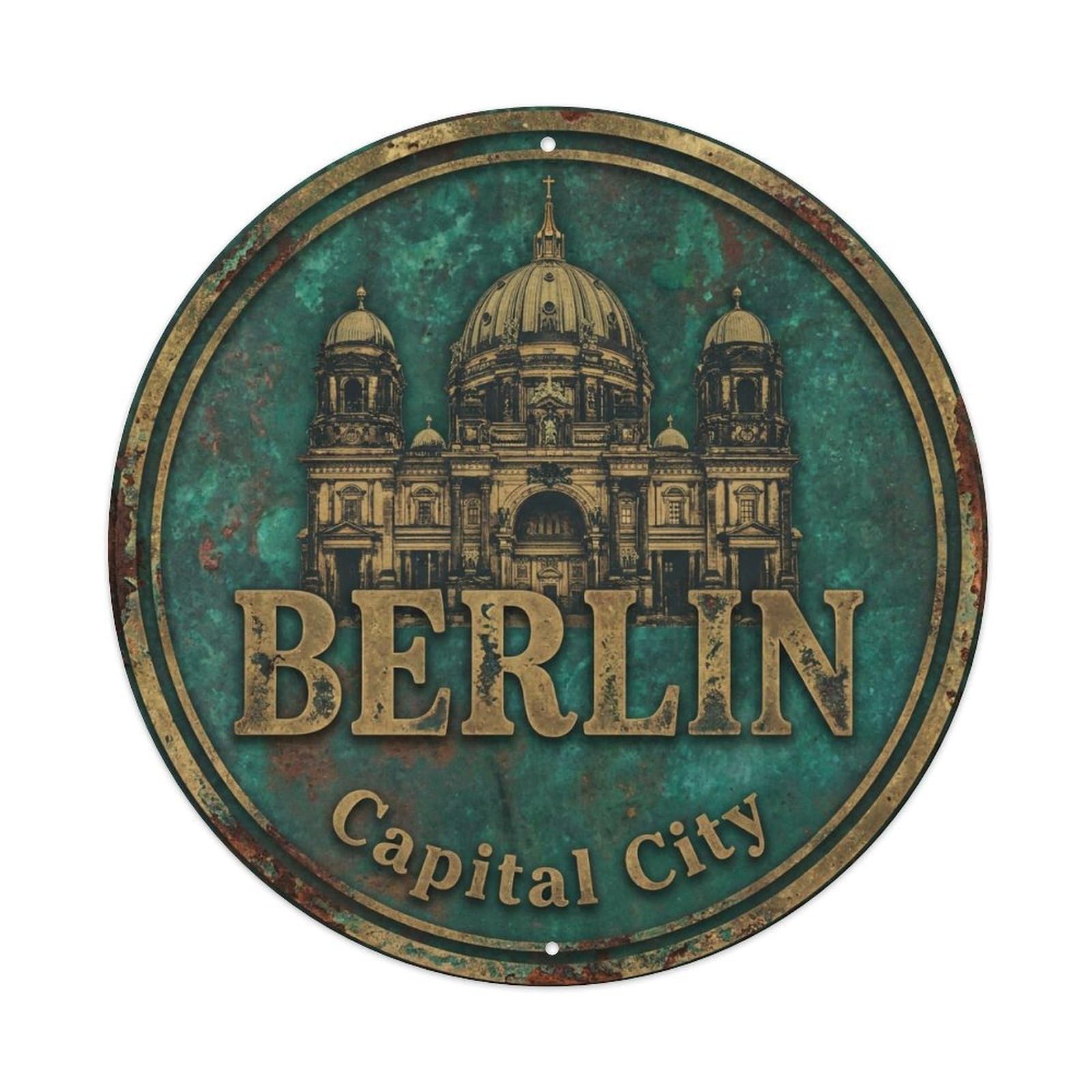 Vintage Travel Berlin Germany Memento Metal Tin Sign