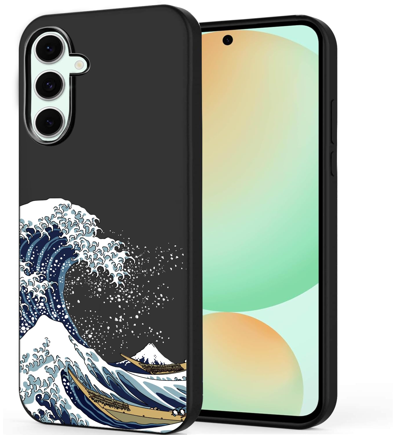 Unov Case Compatible with Galaxy S24 FE 5G Case with Design Soft TPU Shock Absorption Slim Embossed Pattern Protective (Great Wave)