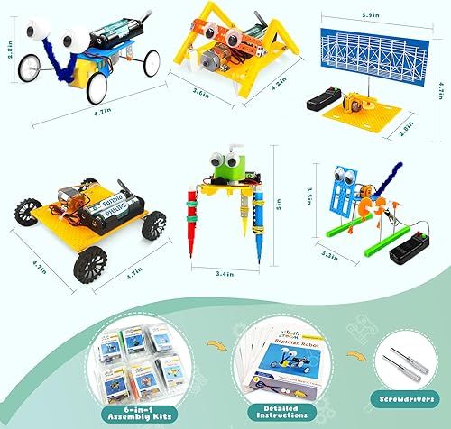 Miniatura 6 de Juego de 6 proyectos STEM para niños de 8 a 12 años, kits de ciencia electrónica para niños de 6 a 8 años, juguete robótico de ingeniería de