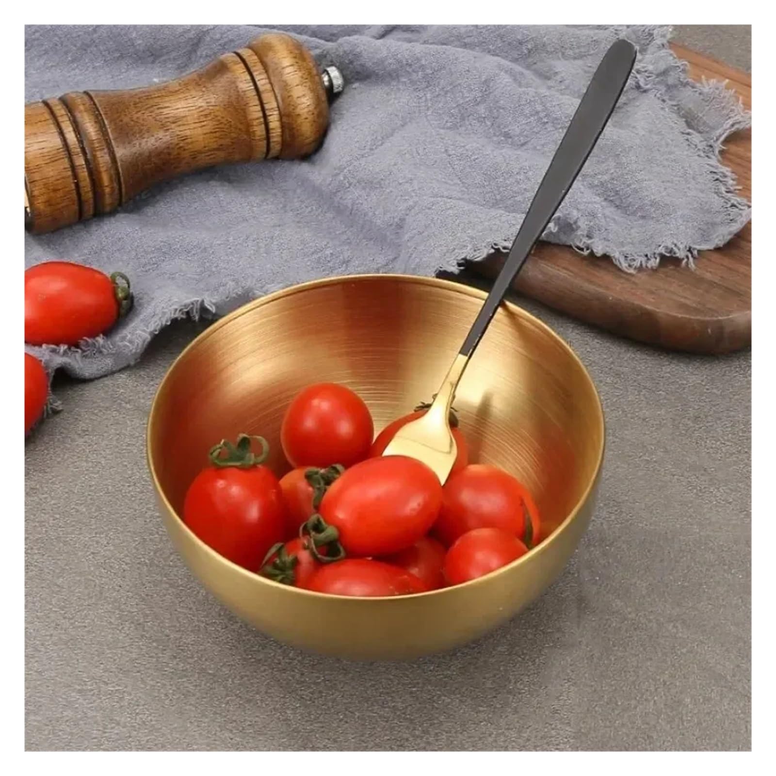 Sałatka ze stali nierdzewnej Makaron ryżowy Zastawa stołowa do kuchni Pojemnik na żywność(Silver)