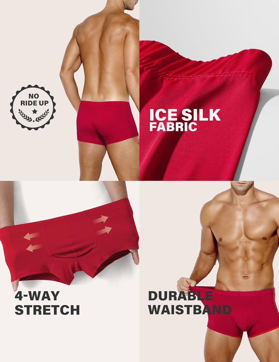 Arjen Kroos Men's Boxer Briefs, Sexy Silky Breathable Ice Silk Mens Trunks Underwear, Underwear for Men 6 Pack - Image 2