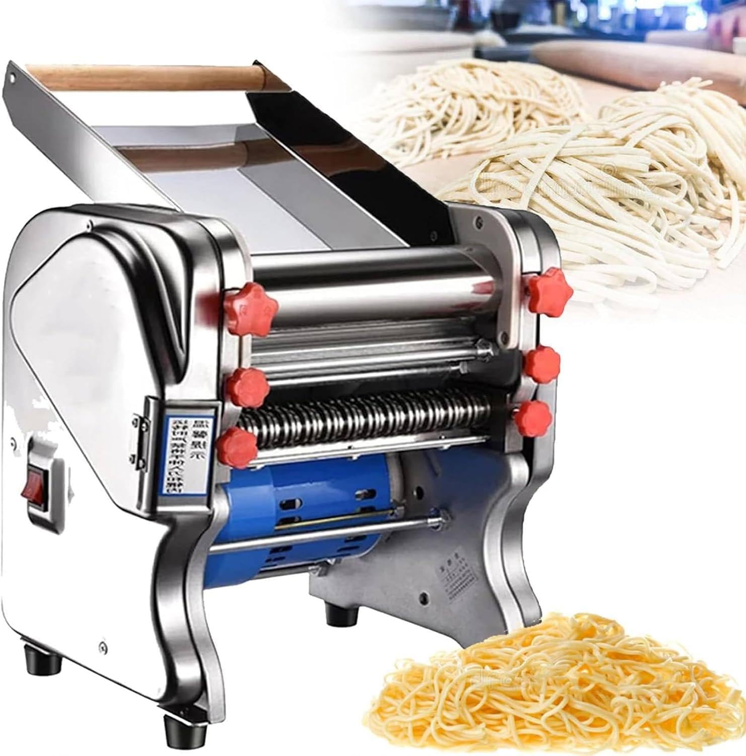 550w/750w Macchina Automatica per Fare Pasta Tagliatelle Elettrica Macchina per Pasta Fresca Sfogliatrice in Acciaio Inox,Gradi Spessore Regolabili,0.3-20mm Gradi Di Spessore Regolabili 160