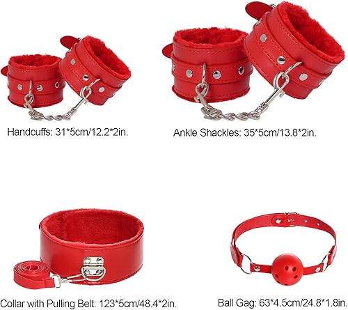 Miniatura 16 de Rbenxia Juego de 12 unidades de restricciones BDSM de bondage sexual, esposas fetichistas, puños, collar, cuerda de látigo, abrazaderas para Negro