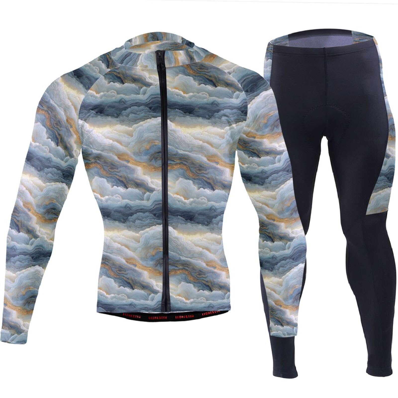Radtrikot für kaltes Wetter, mit Taschen, winddicht, für Herren, lang, 3D-gepolstert