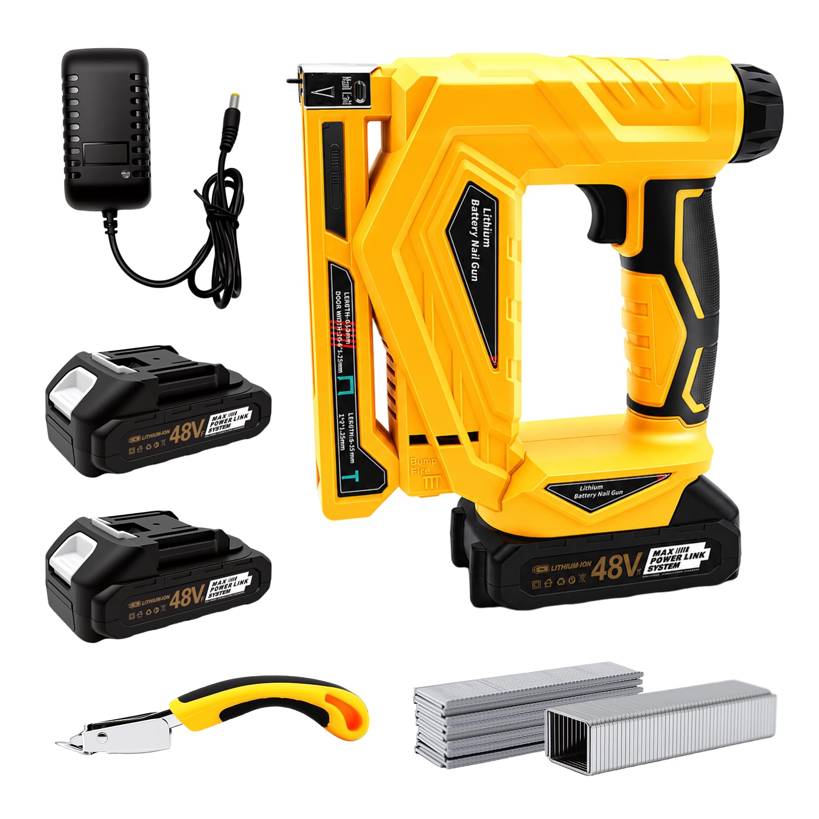 Cordless Nail Gun with Battery, 2-in-1 Electric Nail Gun & Staple Gun, Battery Powered Nailgun with 3000 Nails, Pin Gun for Woodworking, DIY & Upholstery