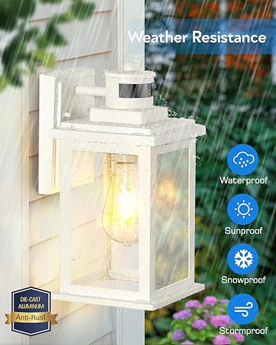 Miniatura 5 de VIANIS Luces de porche con sensor de movimiento para exteriores, 2 paquetes de luces de pared para exteriores, luces blancas del atardecer al