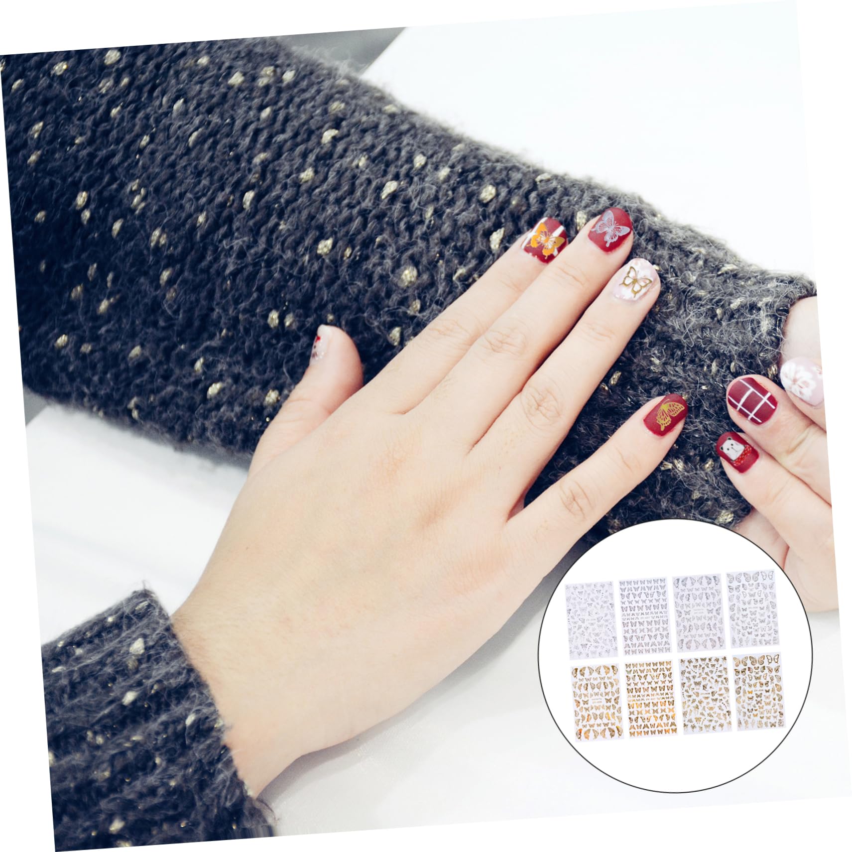 FRCOLOR 24fogli Farfalle Per Unghie Decorazioni Manicure Stile Random Adesivi Nail Art Per e Creativa Per Regali Amiche e