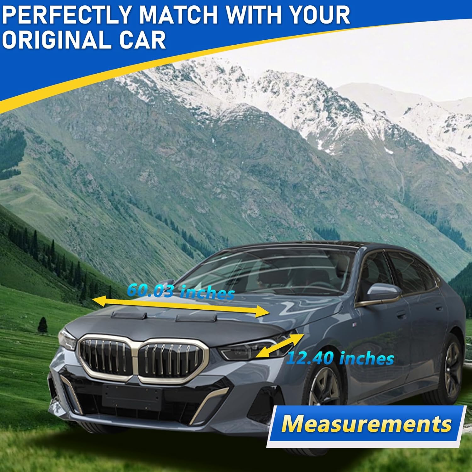 Black Leather Hood Bra Front End Nose Mask Compatible with BMW 5 Series G60 2024 Car Hood Protector,Auto Hood Bonnet Bra Exterior Accessories