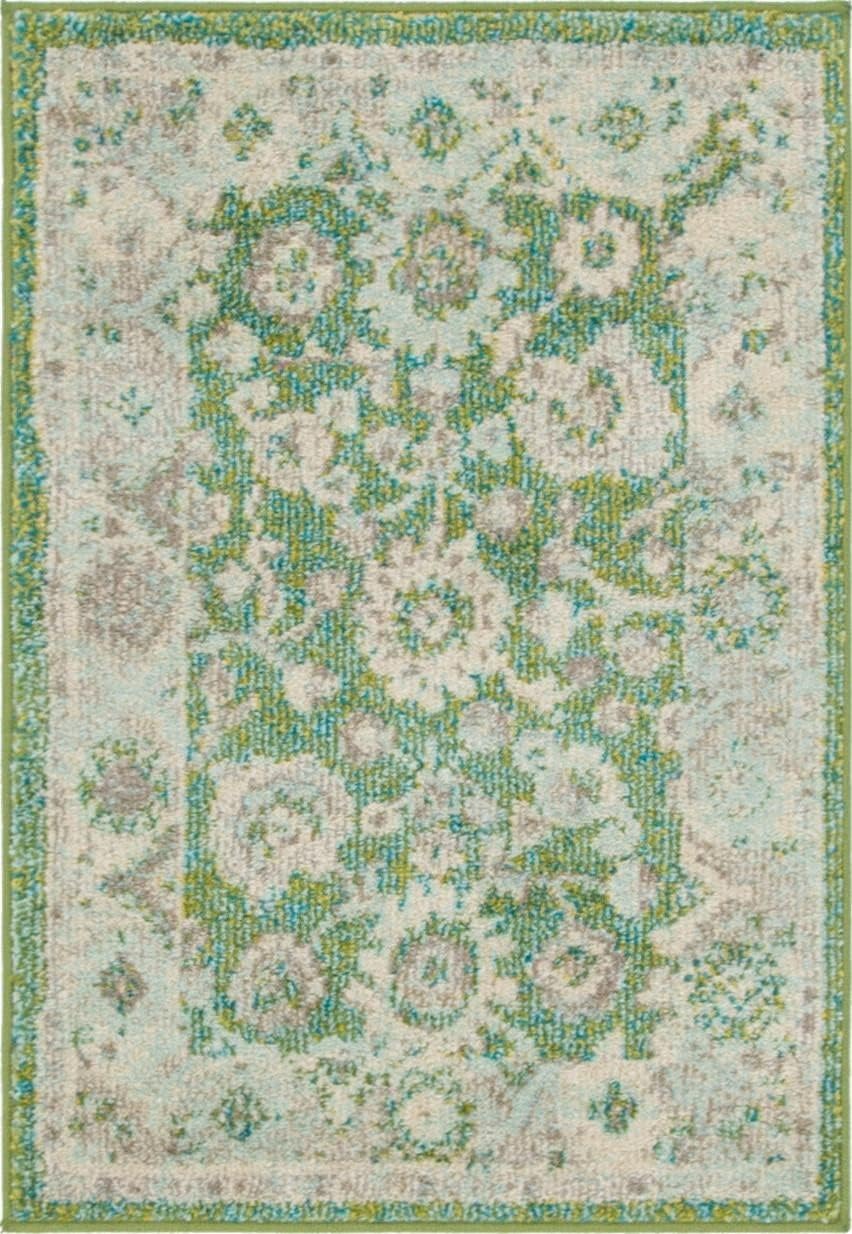 Rugs.com Madeline Collection Rug – 2' x 3' Green Medium Rug Perfect for Entryways, Kitchens, Breakfast Nooks, Accent Pieces