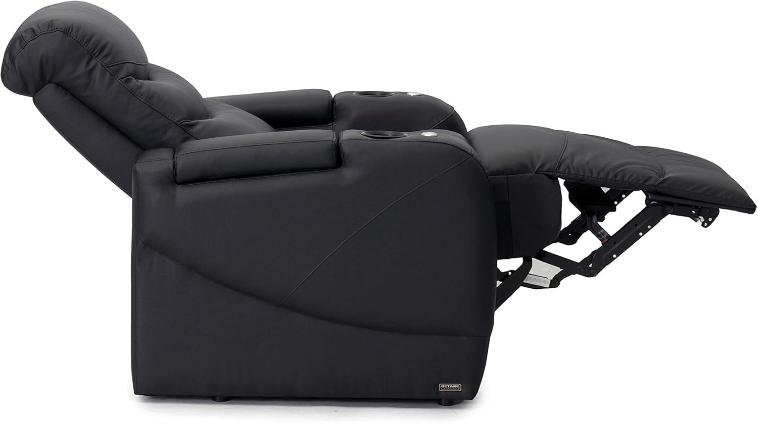 Octane Stealth XL450 Black Leather Home Theater Seating (Set of 4)