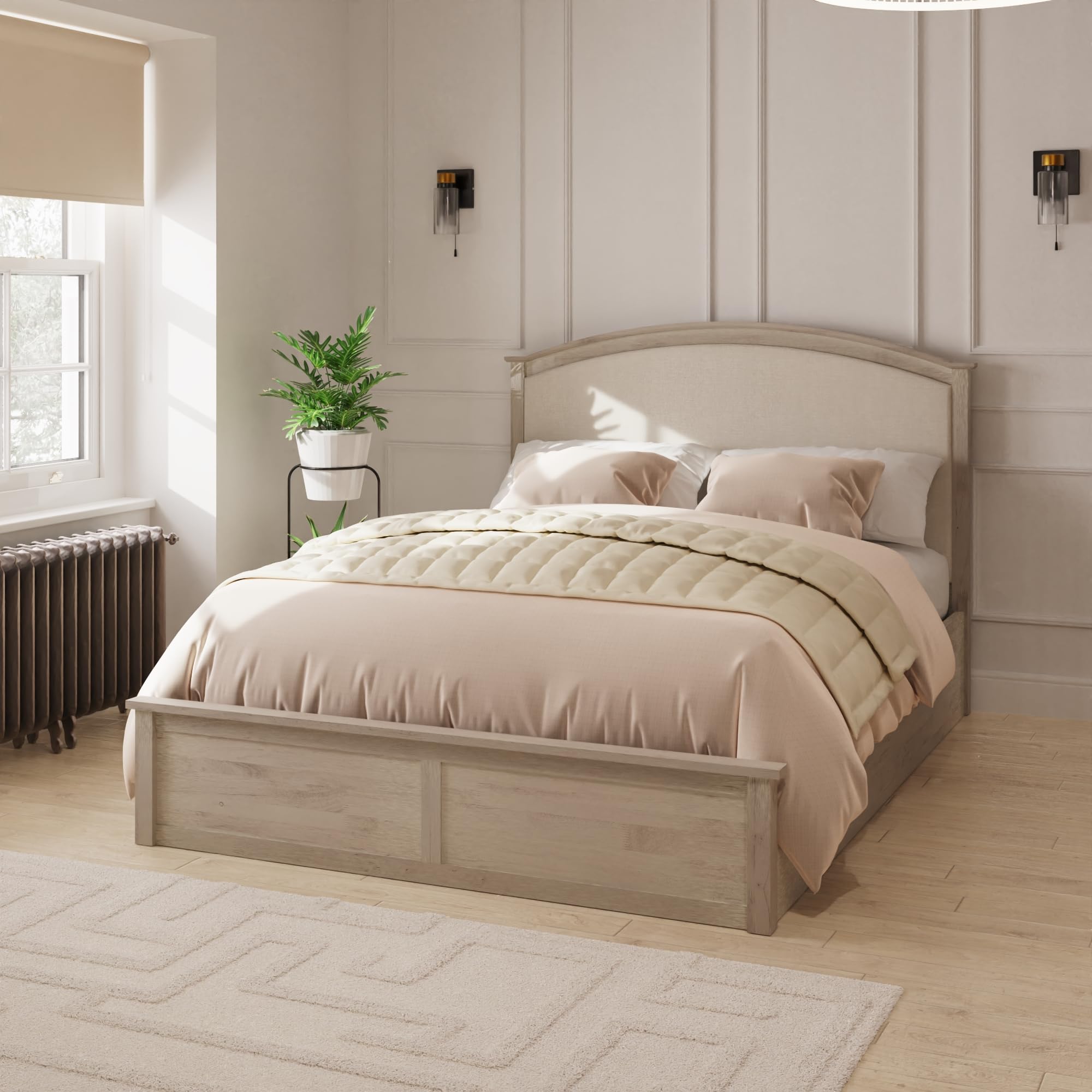 Gfw Madrid Wooden Ottoman Storage Bed Limed Oak King