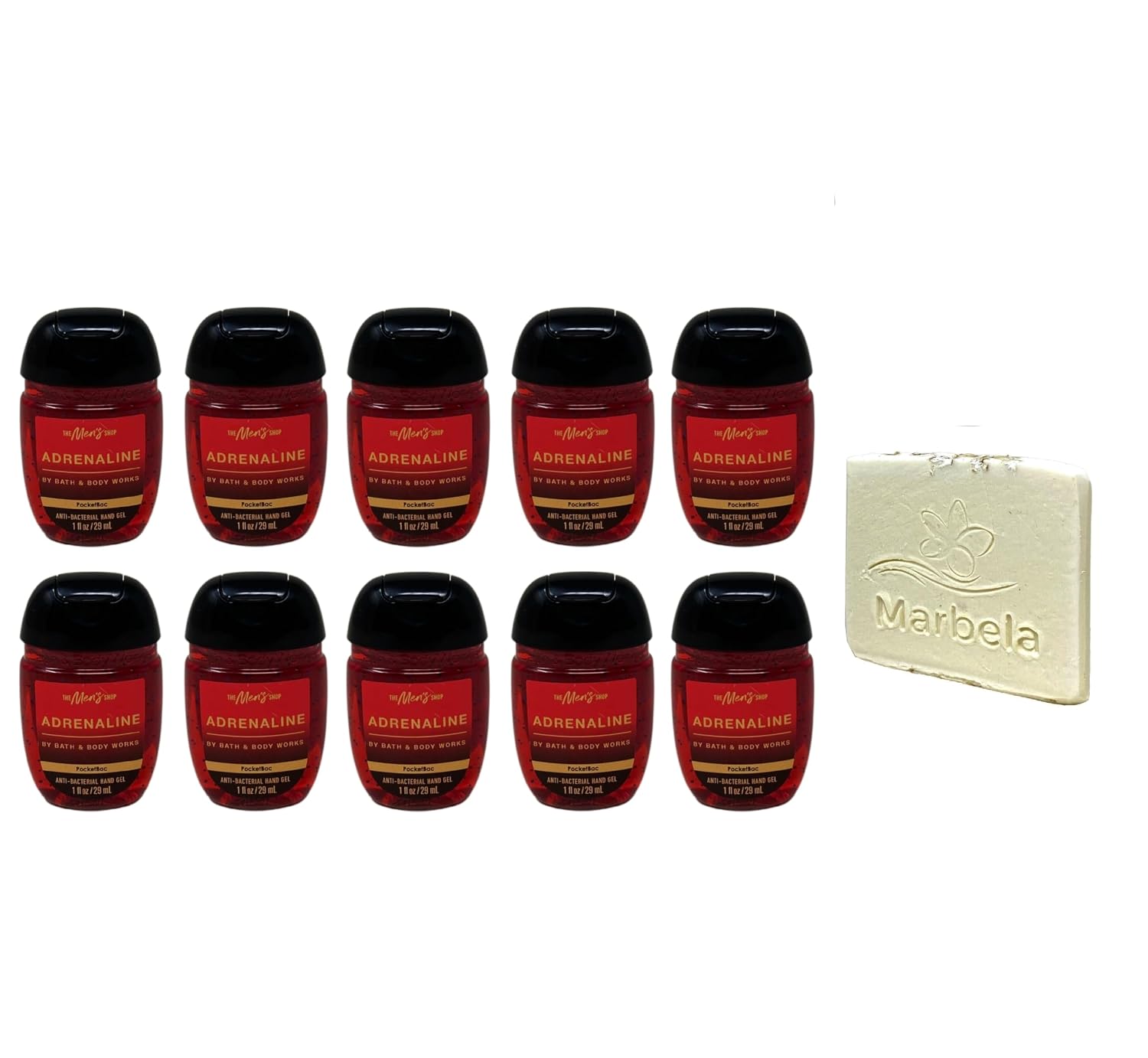Bath & Body Works Adrenaline - 10 Hand Gel - with a Natural Oats Sample Soap - Travel size