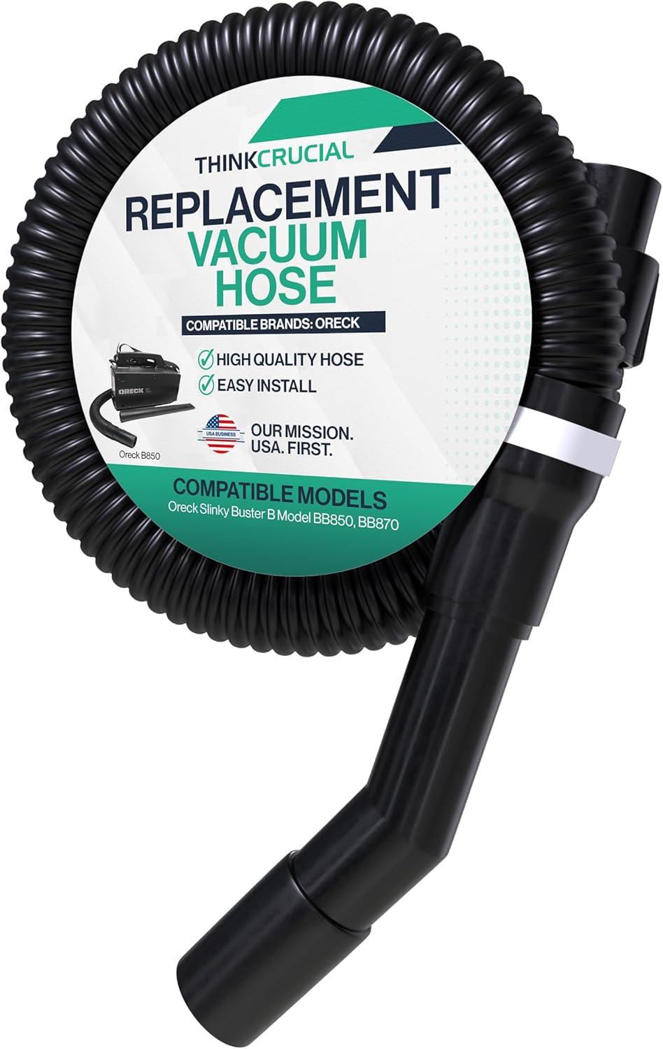 Think Crucial Replacement Vacuum Hose with Shurlock Notch – Compatible with Oreck Part # 72046-05-0327 and 72033-04-0327 – Fits Oreck Slinky Buster B Model BB850, BB870 – Bulk (1 Pack)