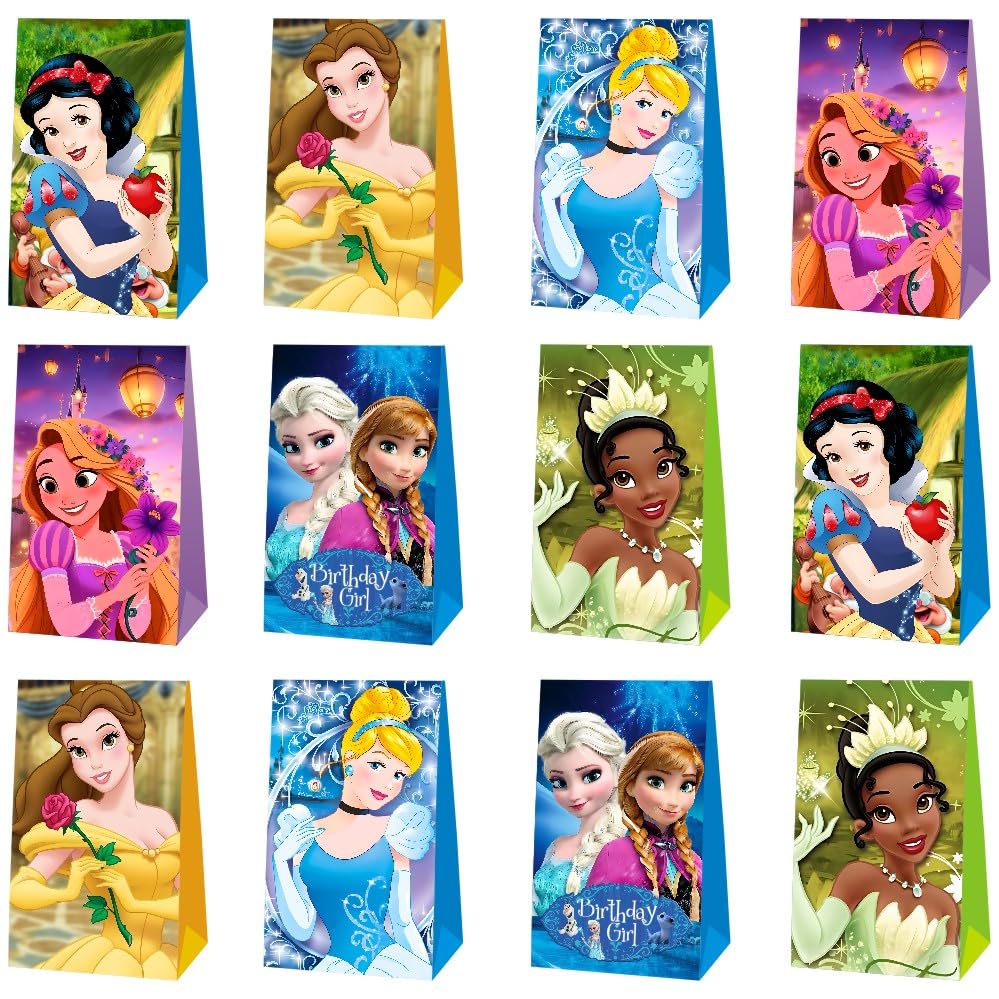 CICICO 12Pcs Princess Themed Party Gift Bags Goodie Bags for Princess Birthday Decorations Party Supplies