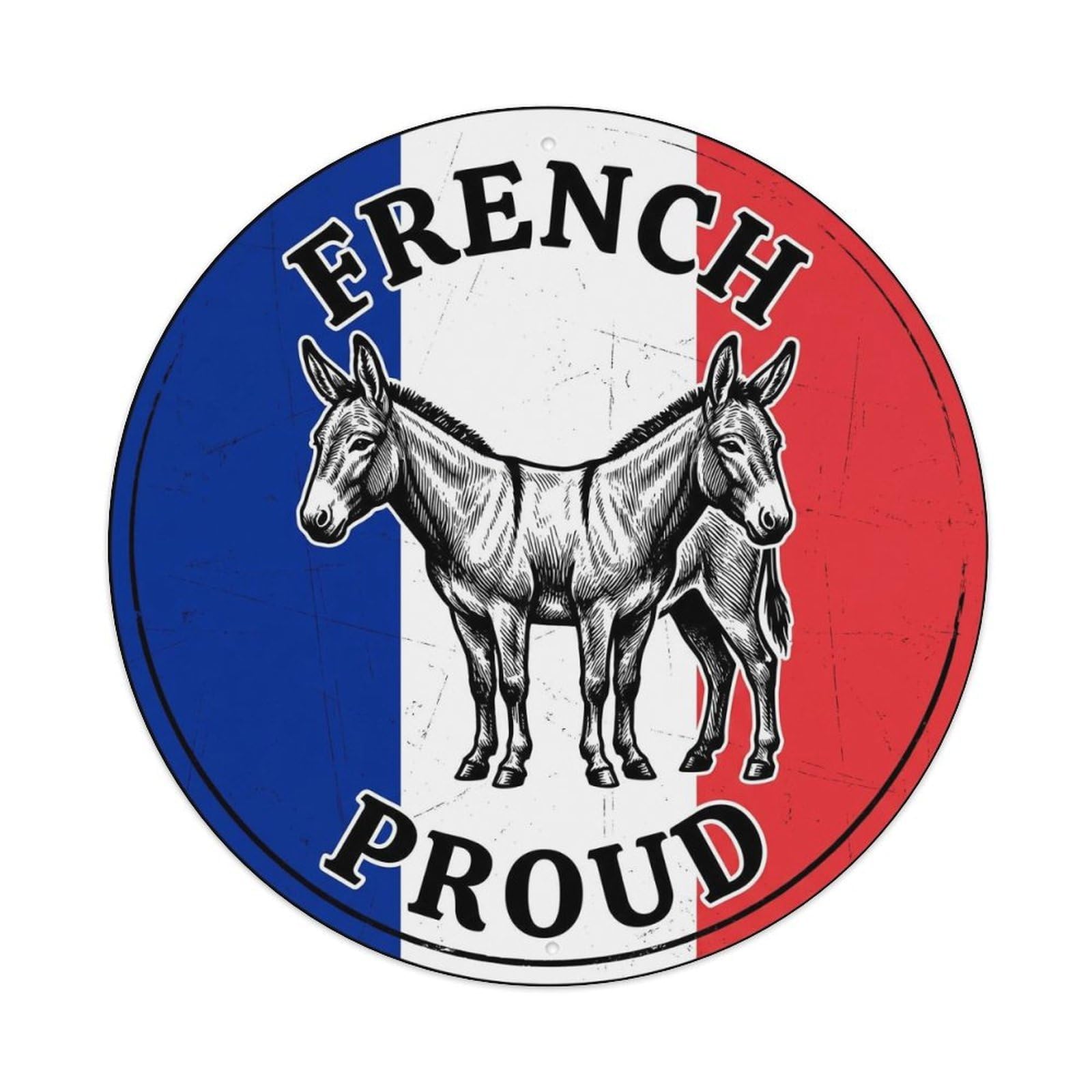 Olhnbad Style French Proud Donkey Farm Animal National Emblem Metal Tin Sign