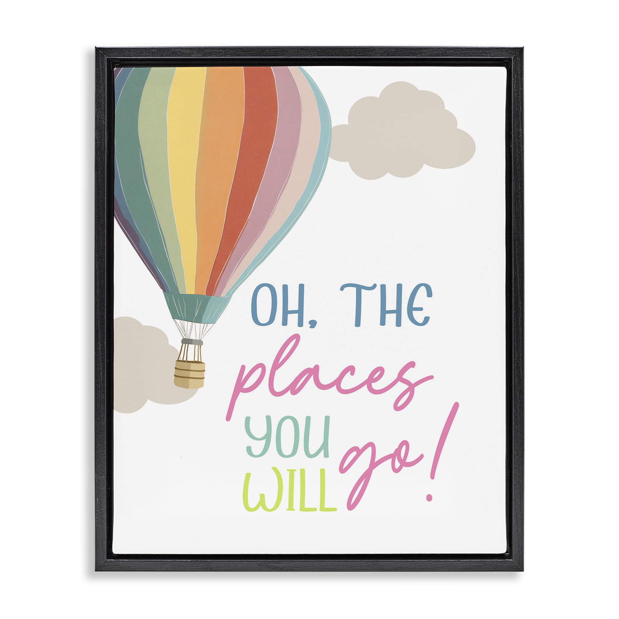 Stupell Industries 'The Places You Will Go', Floating Frame Canvas Art, Black, 25 x 31 Inches, Easy to Hang and Sturdy, Made in USA, by Christine Simpson Art