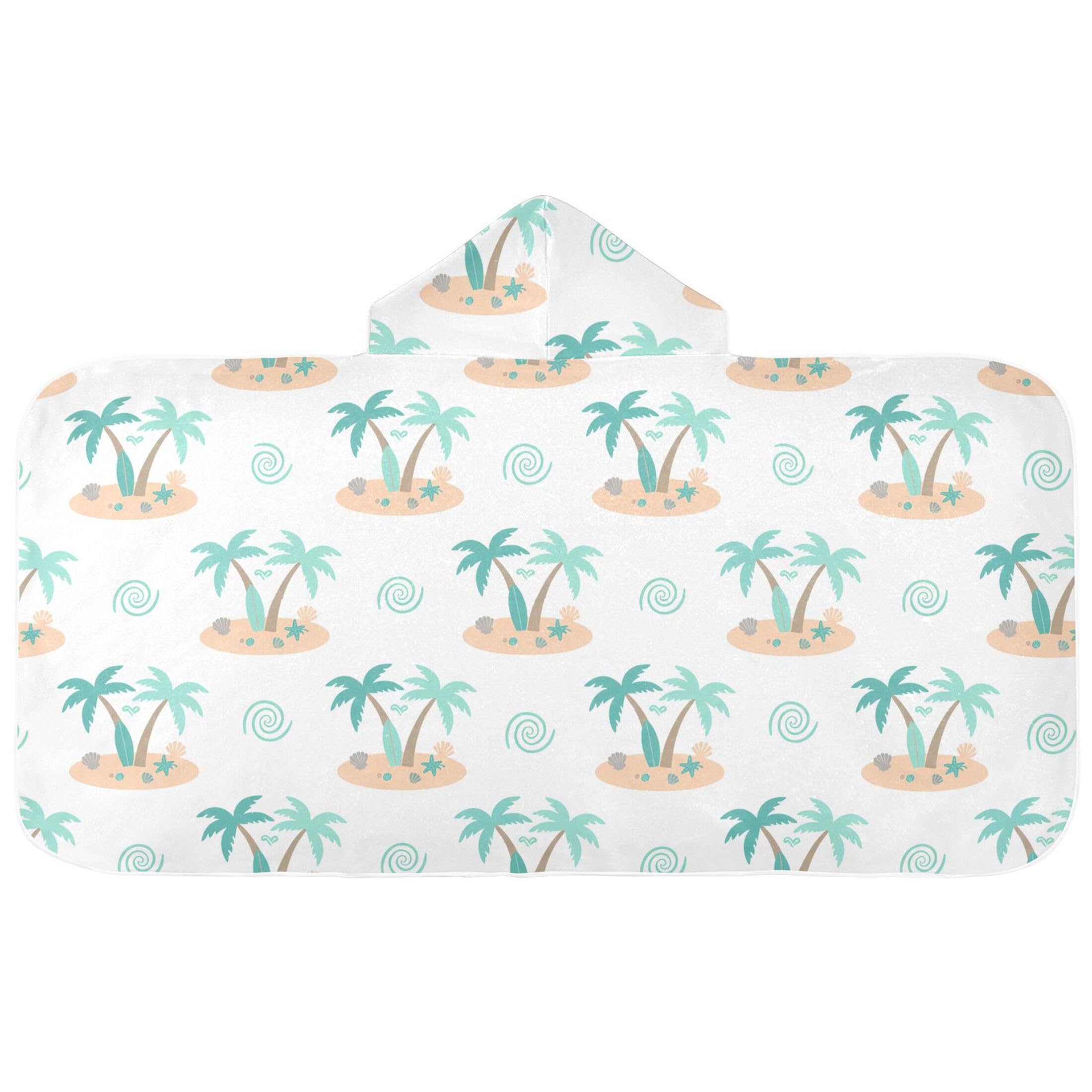 Fuauuyl Summer Coconut Tree Hooded Baby Bath Towel Soft & Breathable Towel for Newborns Infants Toddlers, Nursery Essential
