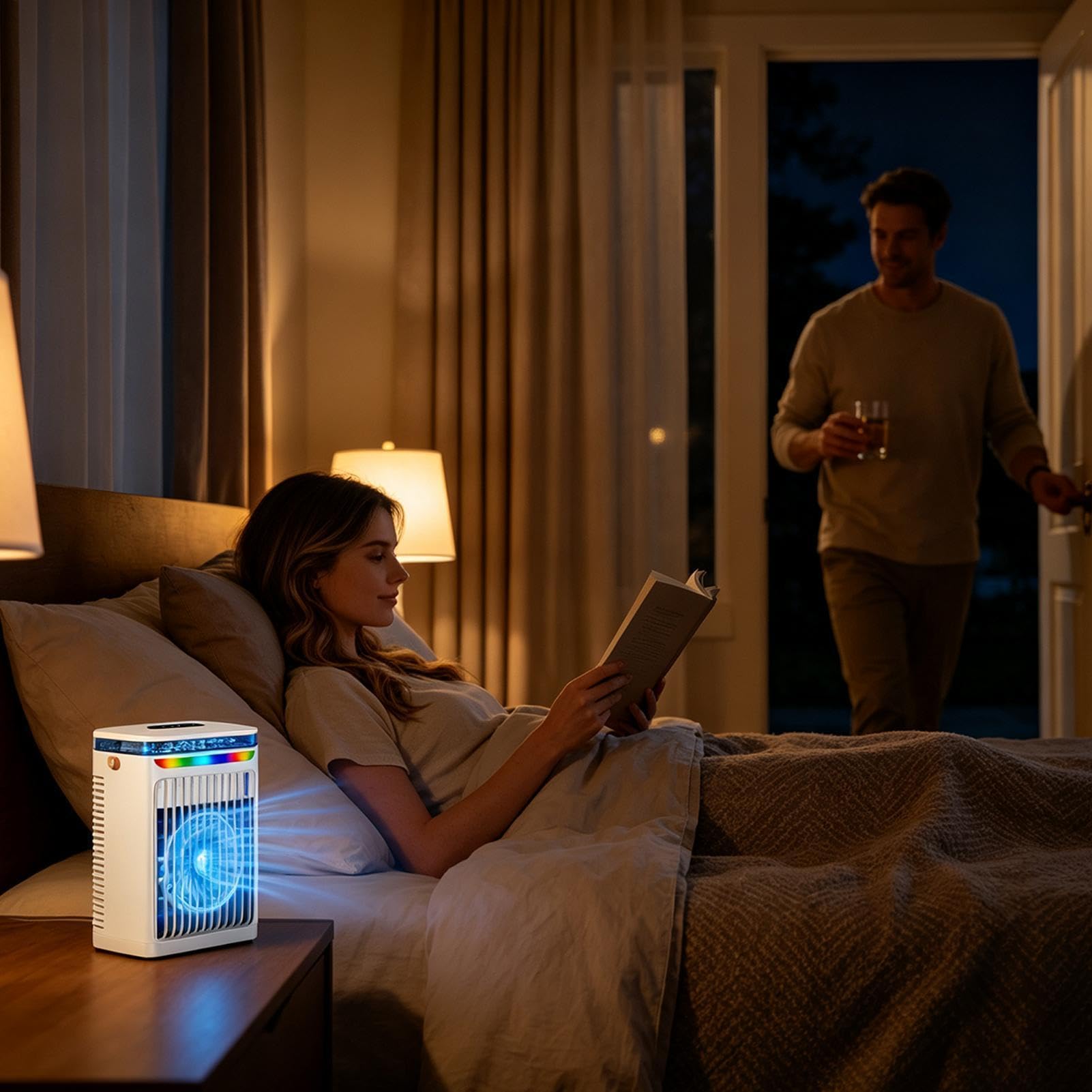 Ventilatore Nebulizzatore 6 Velocità Dispositivo Soffiante Da Tavolo Luce 7 | Ventilatore Nebulizzatore Ad Acqua Con Serbatoio Da 800 Ml Per Casa Ufficio Esterno Campeggio Spiaggia Auto