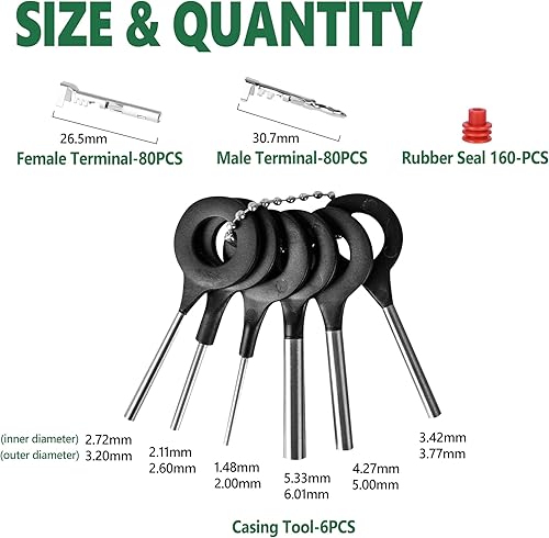 Miniatura 10 de Kikerike 286 piezas de 25 kits de conectores eléctricos automotrices impermeables 2 pines macho y hembra 22-14 AWG arnés de cable de bujía kit de