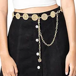 1 corrente de metal para mulheres, cinto Western Concho, cinto boêmio ajustável para vestidos, jeans, cowgirl