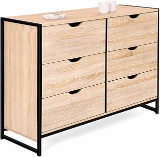 IDMarket - Commode 6 tiroirs Detroit 115 cm Design Industriel