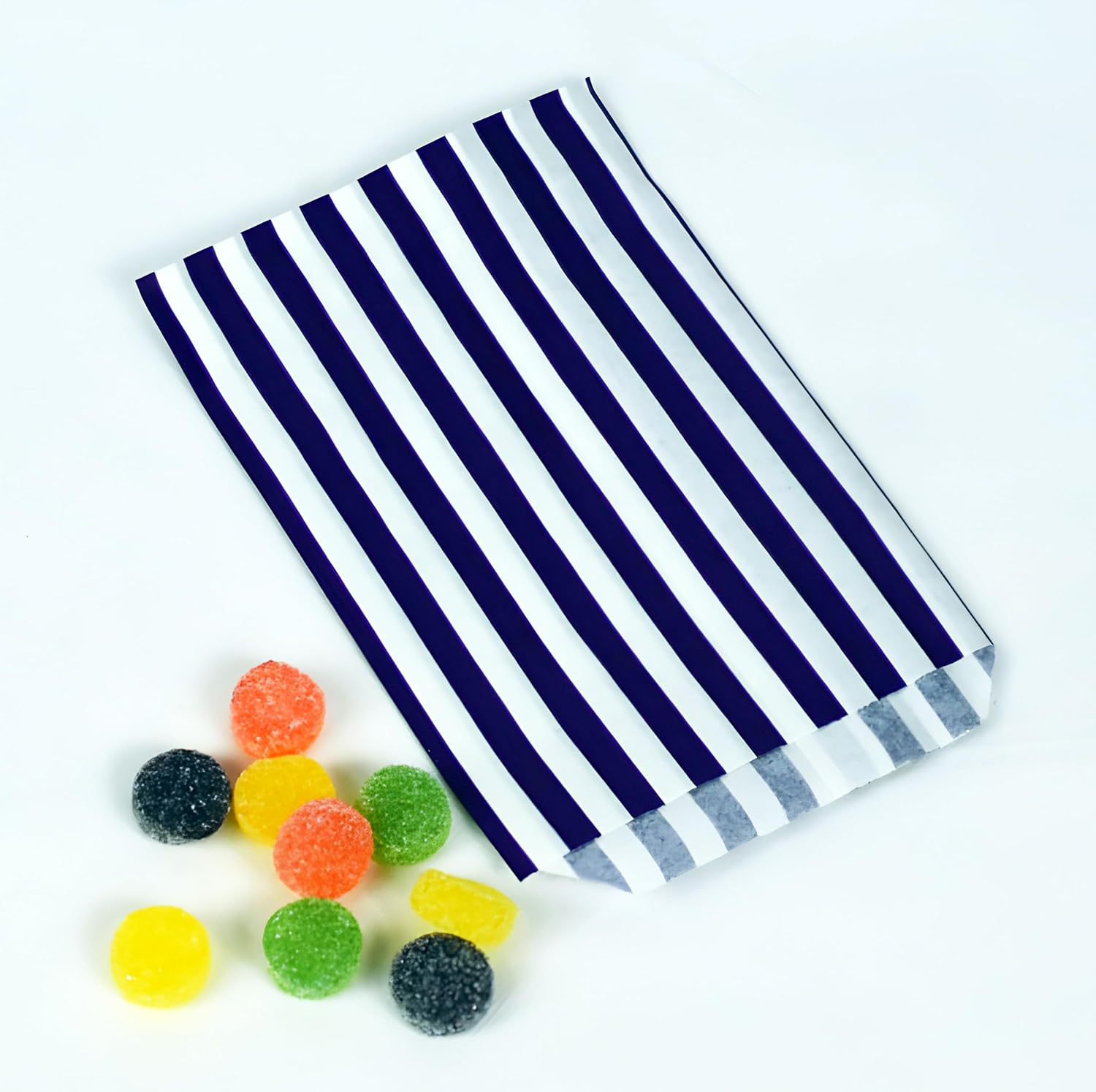 100 5" x 7" Striped Candy Sweet Paper Bags | Wedding Buffet Favour Cake Gift Pick n Mix Shop | Premium Quality UK Made (Purple, Qty: 200 Bags)