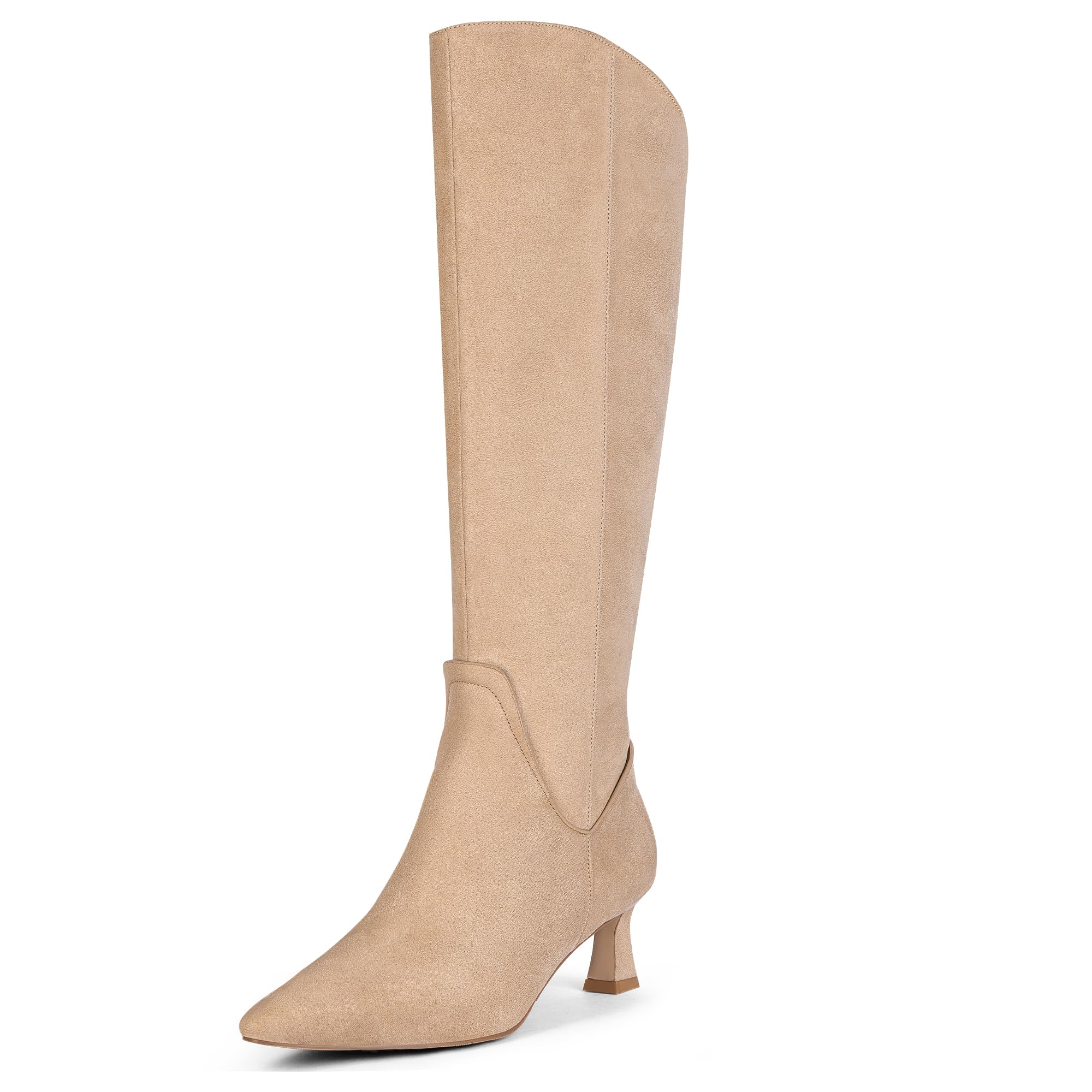 MUCCCUTE Knee High Boots for Women Chunky Heel Square Toe with Side Zipper Pull On Tall Fall Botas