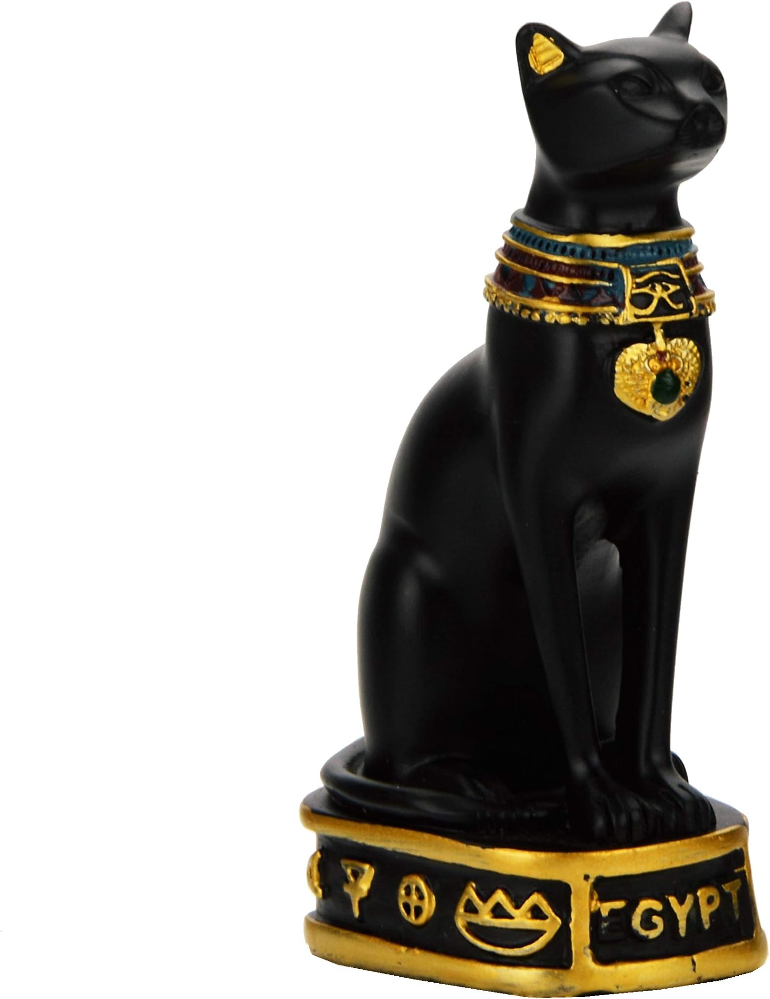 NileCart Egyptian Bastet Collectible Figurine the Black Cat Goddess Statue - Handmade in Egypt - Black Resin - Small 3.5 Inches Tall