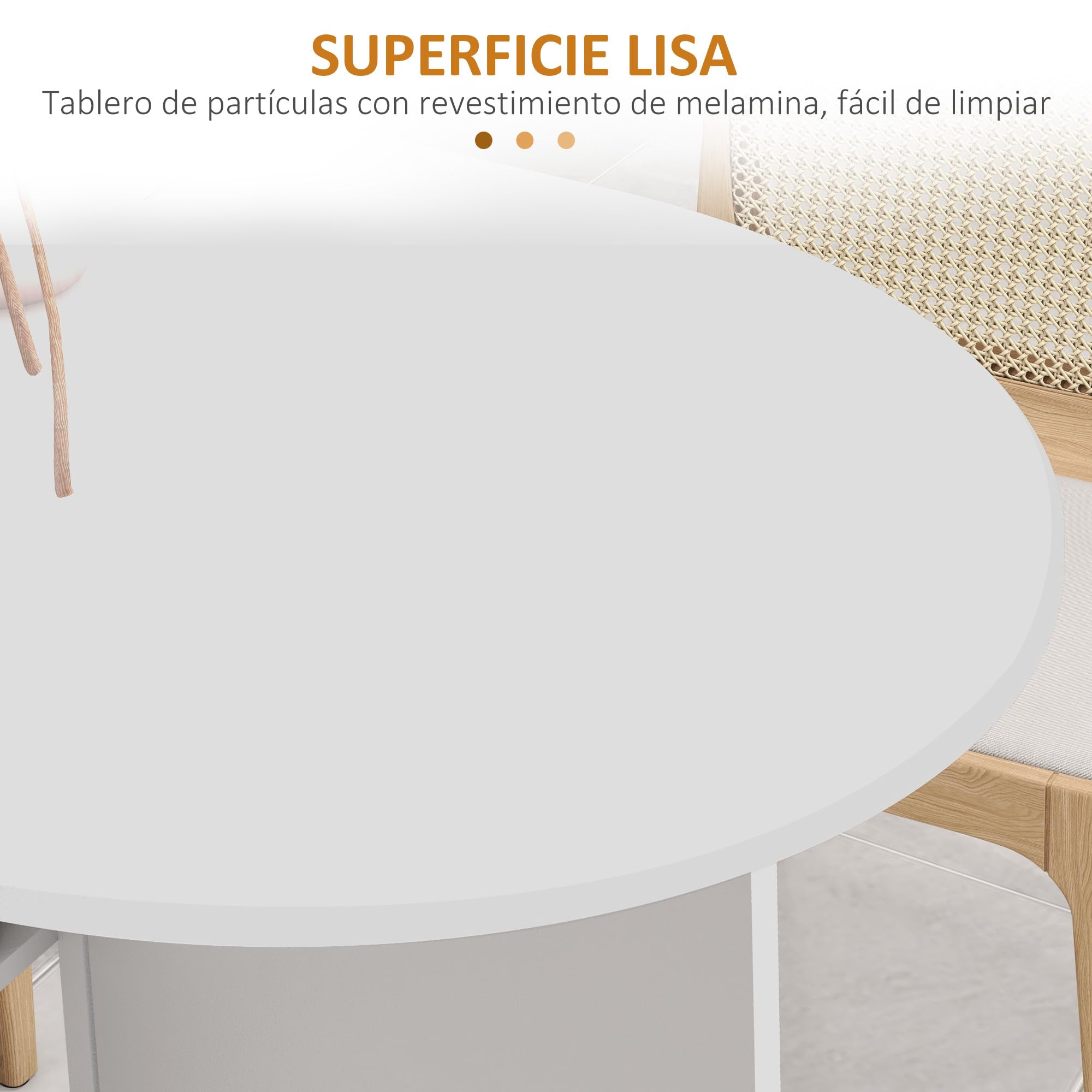 HOMCOM Mesa de Comedor Plegable Mesa de Cocina Moderno con Ruedas Laterales Abatibles y 2 Estantes Abiertos Carga 80 kg 120x60x77 cm Blanco