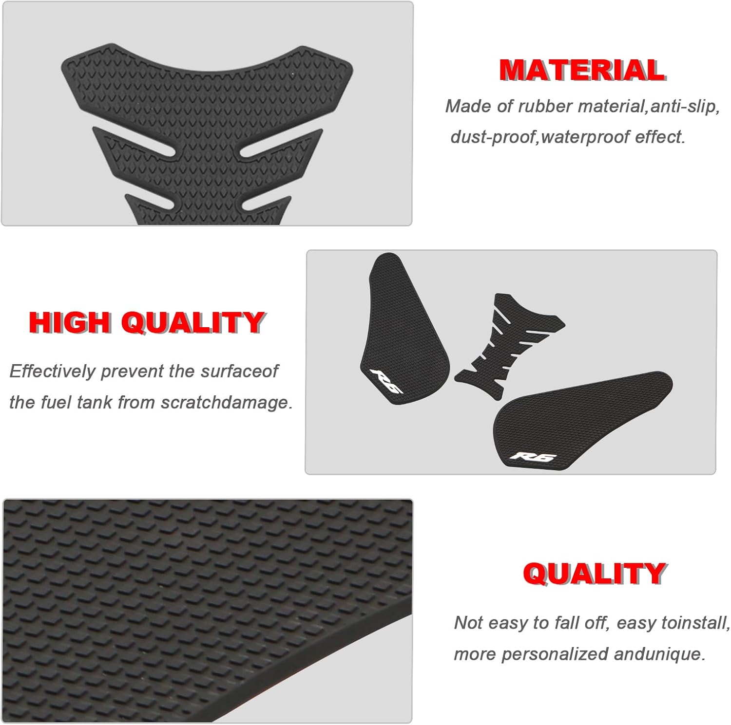 Motorcycle Tank Traction Pad Side Fuel Tank Pads Protector for Yamaha YZFR6 YZF R6 YZF-R6 2003 2004 2005