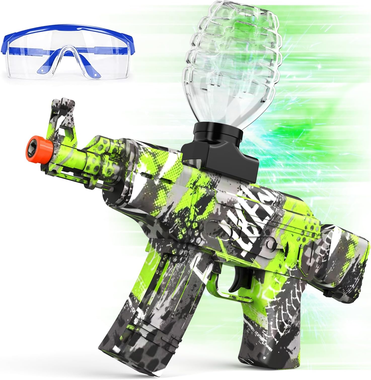 - Electric with Gel Gun Blaster AEG AKM-47 Splat Gun Automatic Toy Gun for Christmas, Halloween, Birthday Gift, Adults, Ages 14+