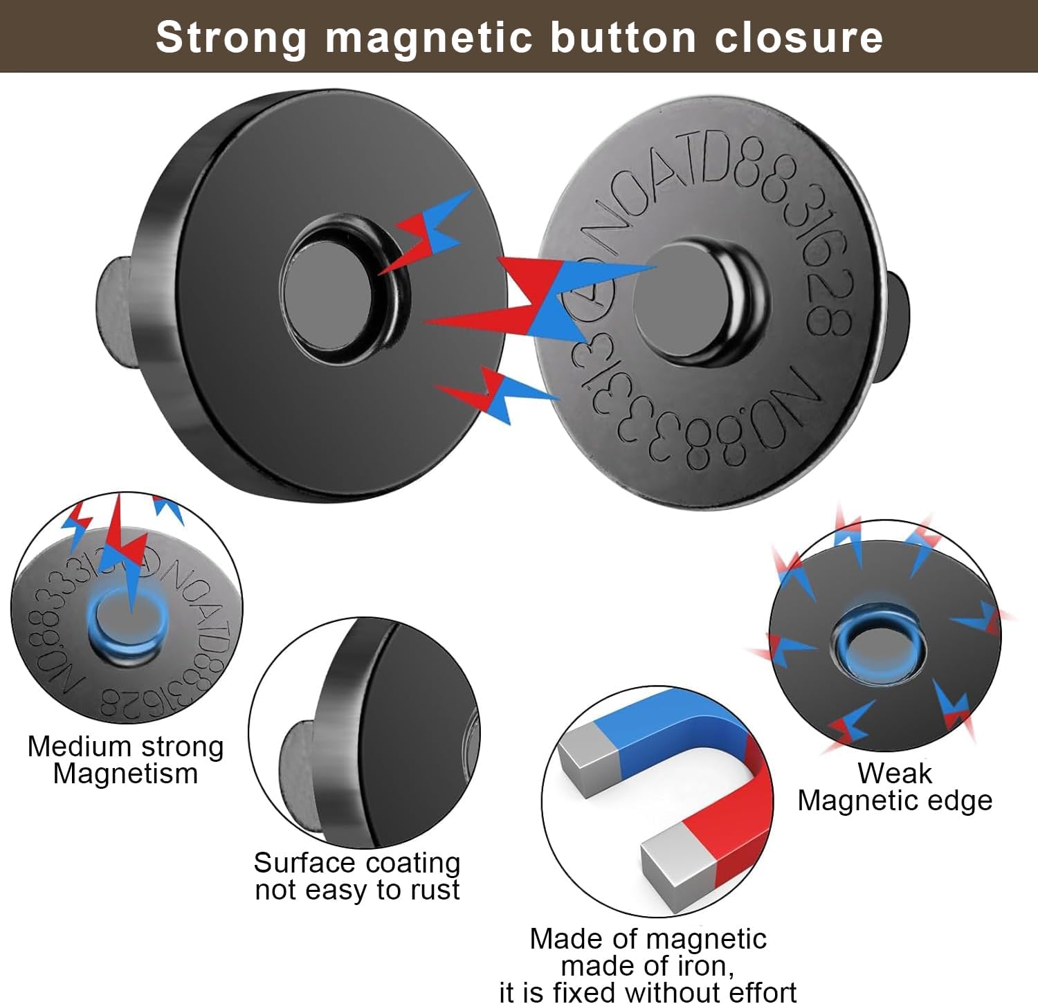 40 Sets Magnetic Buttons Snap Fasteners, 18mm No Sewing Magnetic Clasps for Bags Metal Snap Buttons with Storage Box for Handbag Clothes Sewing Leather DIY Craft Accessories(4 Colors)