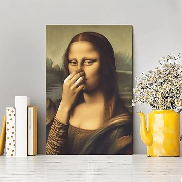 Mona Lisa Bathroom Art - 30x40cm Mona Lisa Funny Bathroom Wall Art, Holding Her Nose Monalisa BathroomArts, Funny Parody MonaLisa Wall ArtPoster For Home Room Restaurant Hotel Living Room Entryway
