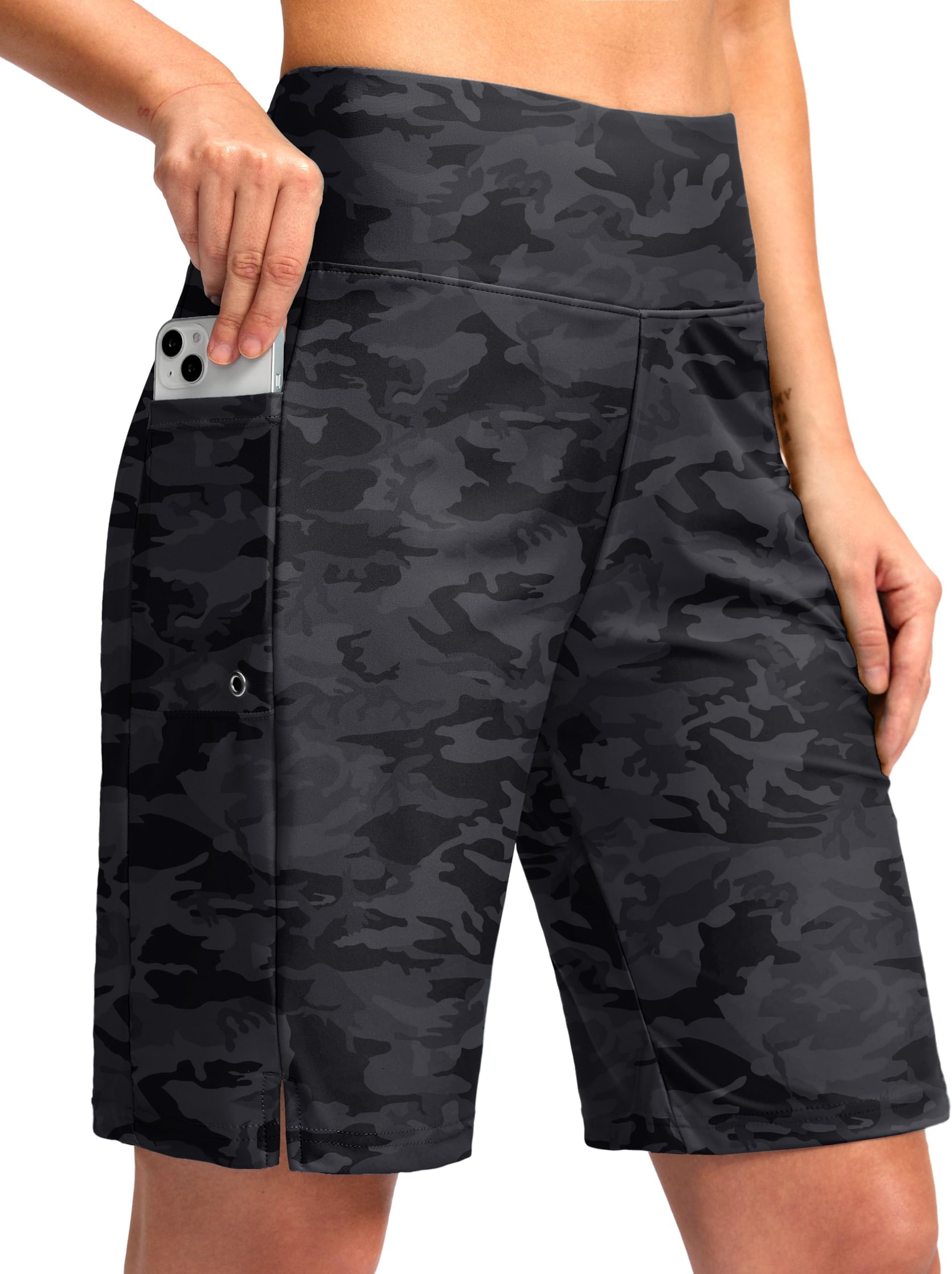 G Gradual Women's 9" Long Swim Board Shorts with Pockets High Waisted Knee Length Beach Swimming Shorts for Women with Liner