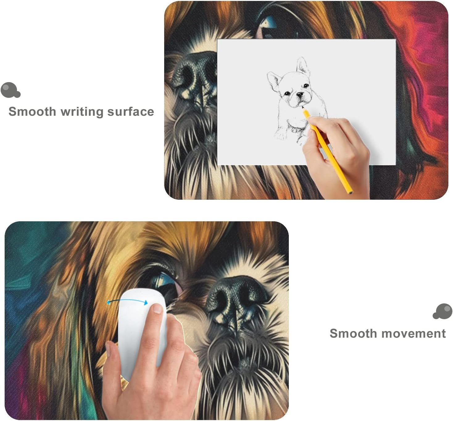 Rainbow Shih Tzu Print Mouse Pad - Non-Slip Desk Mat for Gaming and Work, Large XL Size 31.5 X 11.8 Inch