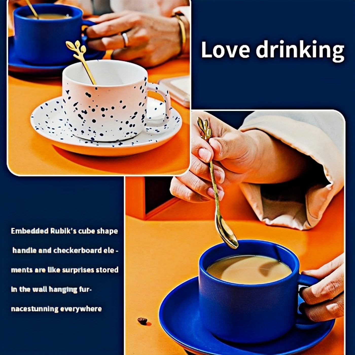 Cappuccino Tassen Zwei 250 Ml Keramik-Kaffeetassen Mit Untertassen Und Löffeln Als Hochzeitsgeschenk