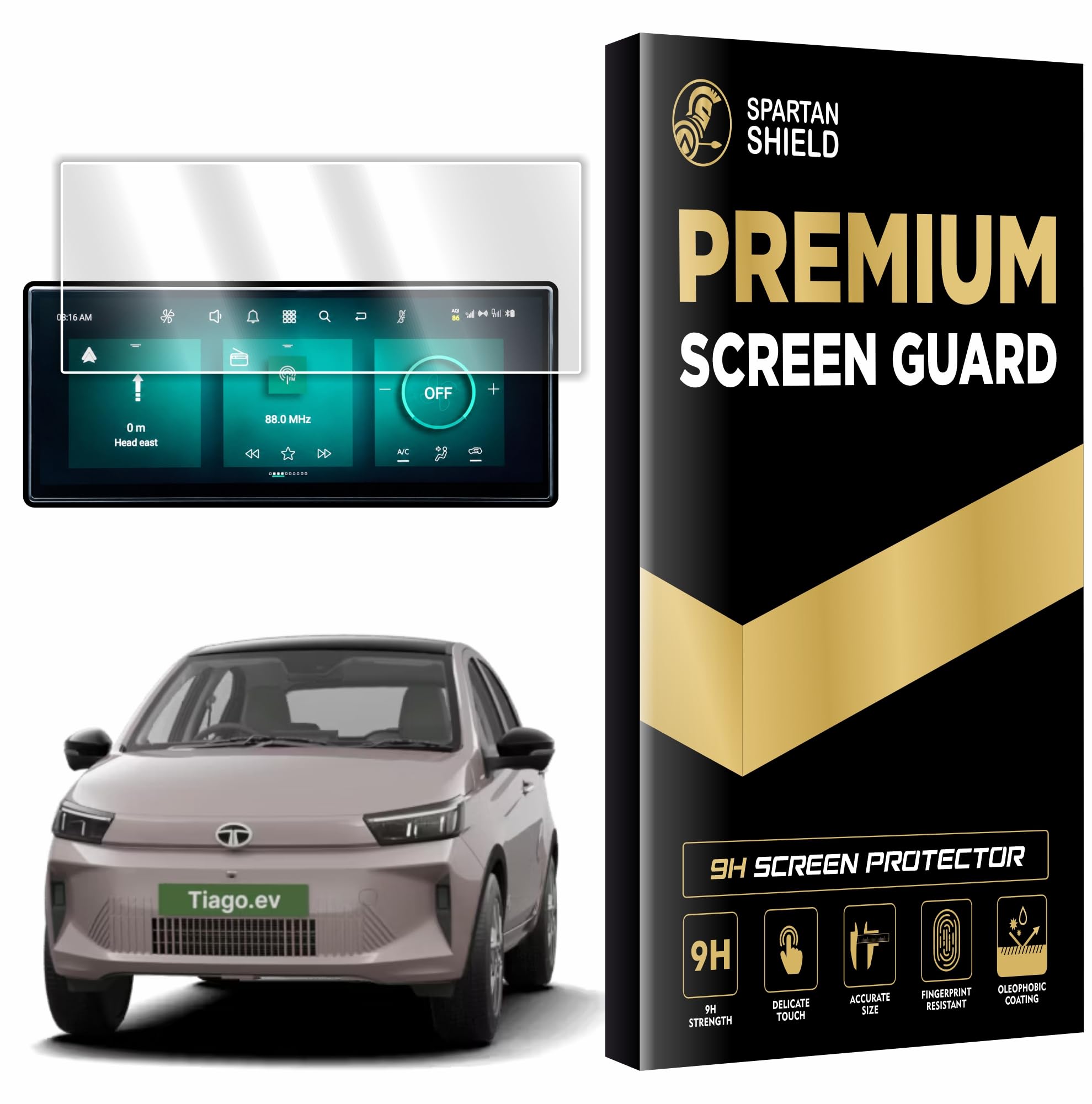 SPARTAN SHIELD Screen Guard For TATA TIAGO EV 2026 Facelift || Creative+ || 10.25 Inch Infotainment Touchscreen Protector | Anti Scratch | Water Resistant | HD Clear | High Touch Sensitivity | NEW TataTiago Electric 9H Car Display Accessories 2026+ [Not Tempered Glass] (2026 Facelift Tiago EV 10-Inch)-image-10