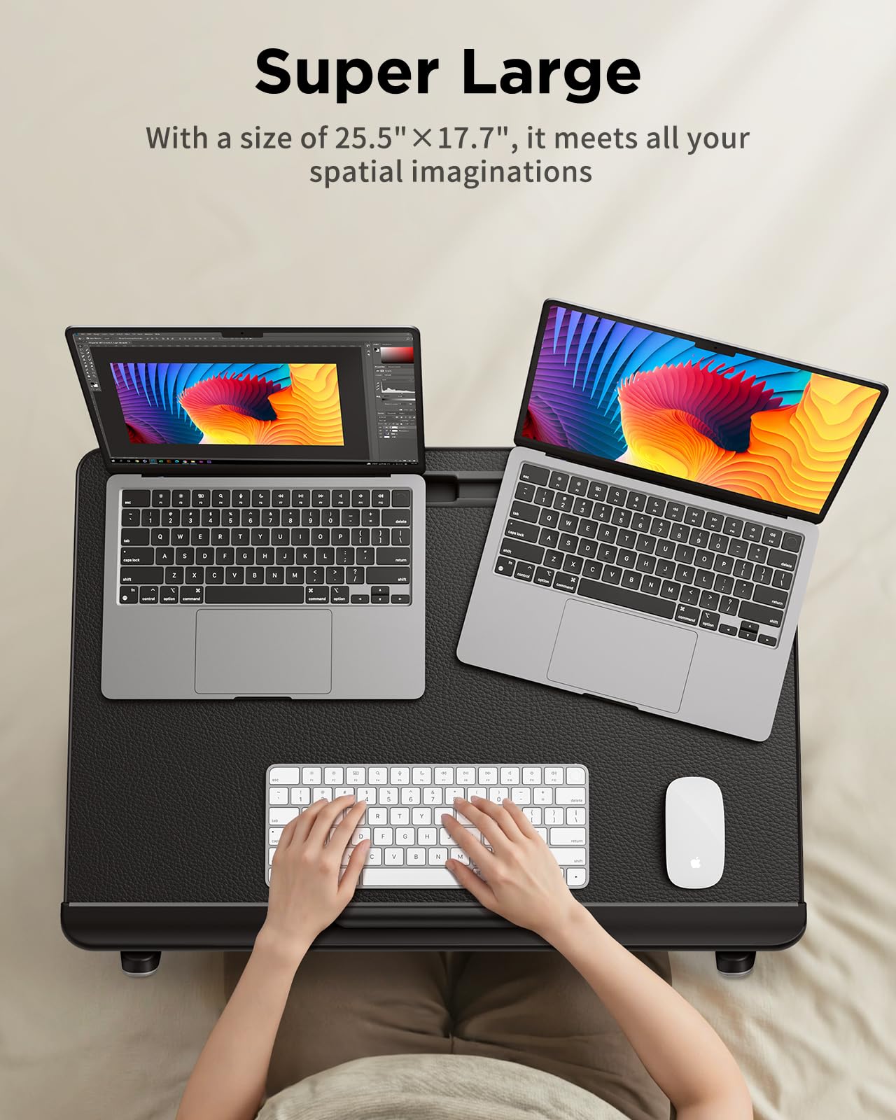 SAIJI Scrivania da letto per laptop [Premium XXL extra large] con supporto regolabile in altezza, multiuso, di alta qualità, scrivania pieghevole per laptop con cassetto portaoggetti (nero)