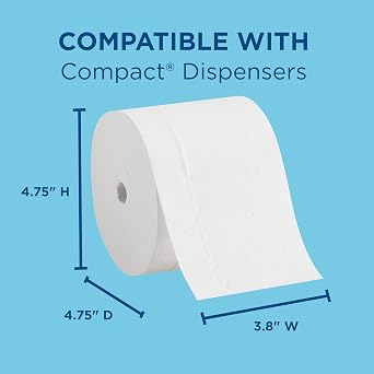 Compact by Georgia-Pacific PRO Coreless 2-Ply Recycled Toilet Paper, White, 1000 Sheets Per Roll, 36 Toilet Tissue Rolls Per Case, 19375
