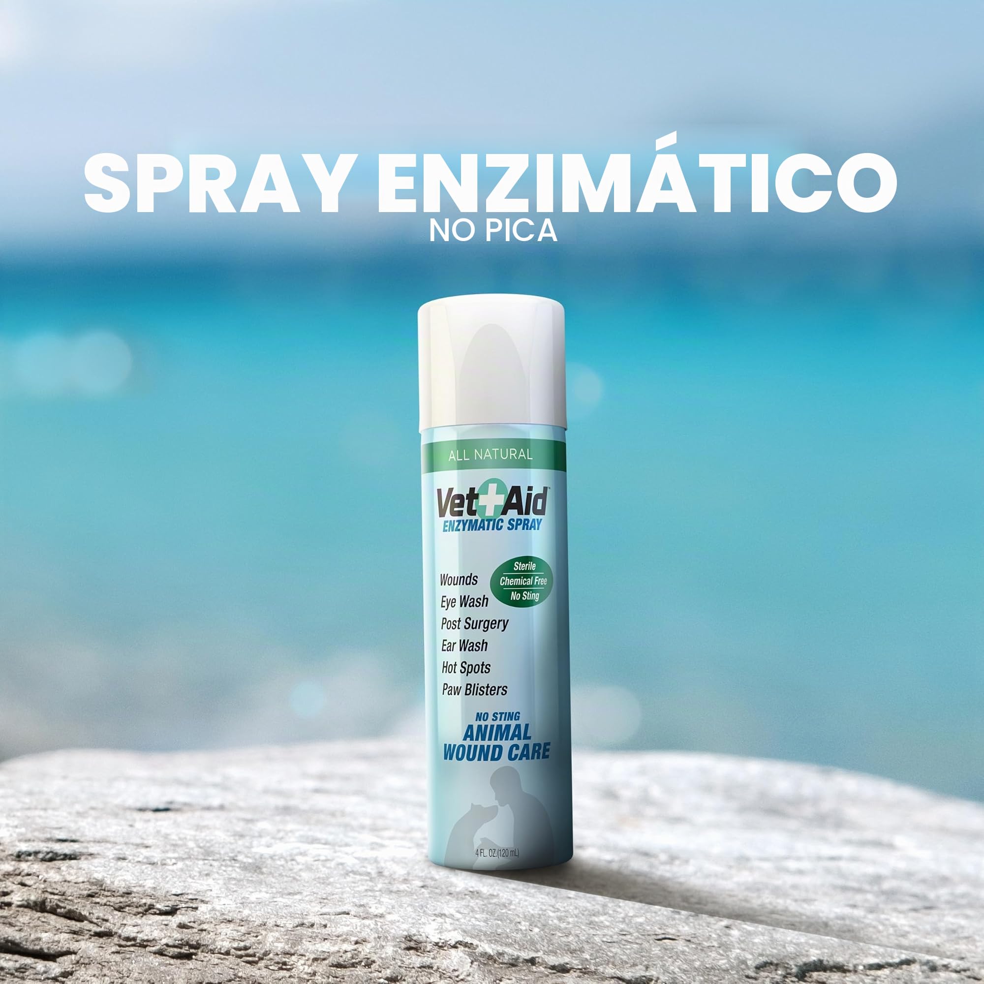 Cicatrizante Enzimático 120 ml para Perros y Mascotas – Sal Marina + Lisozima, Hipoalergénico, Inodoro, Ayuda a una rápida recuperación sin Irritación
