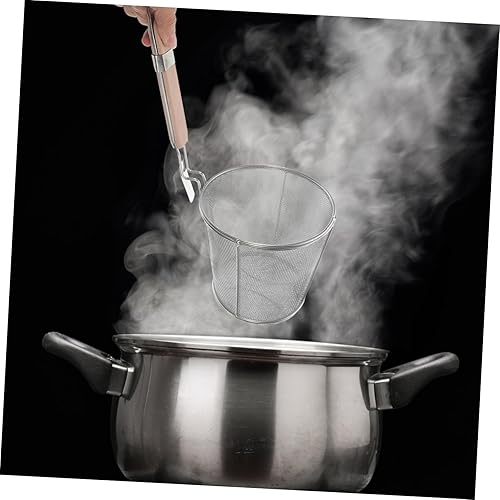 Miniatura 9 de 1 colador de acero inoxidable para freír fideos skimmer cesta de espagueti para hervir cesta de pasta de malla de alambre fino tamiz de alimentos