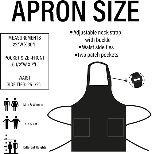 Miniatura 6 de ROKO CLOTHING Delantal de chef personalizado, diseño personalizado, delantal de cocina con dos bolsillos y correa ajustable para mujeres y hombres