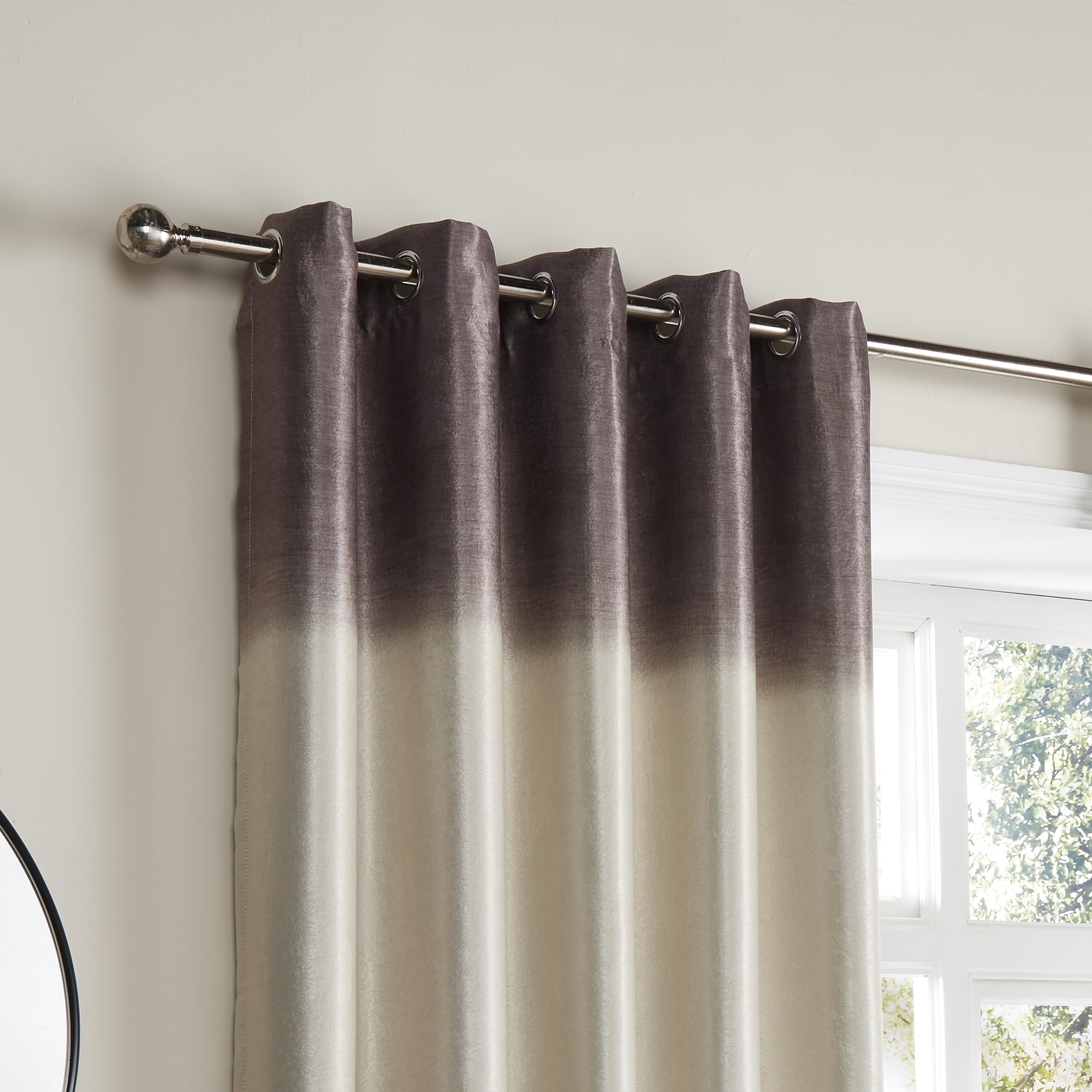 Fusion Chocolate Brown Ombre Curtains, 2 Panels, W90 x L72" (229 x 183cm), Eyelet, Room Darkening, for Bedroom/Living Room - Image 2