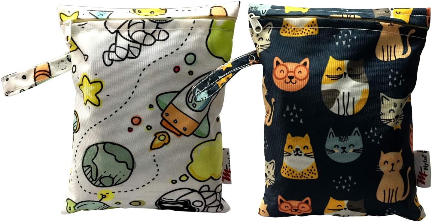 MY FAV Wet Dry Travel Laundry Bag Pack of 2| Water-Resistant Wet & Dry Pouch | Zipper Bag for Dirty Clothes; Bathing Suits; Gym Wear; Workout; Swimming & Travel Storage