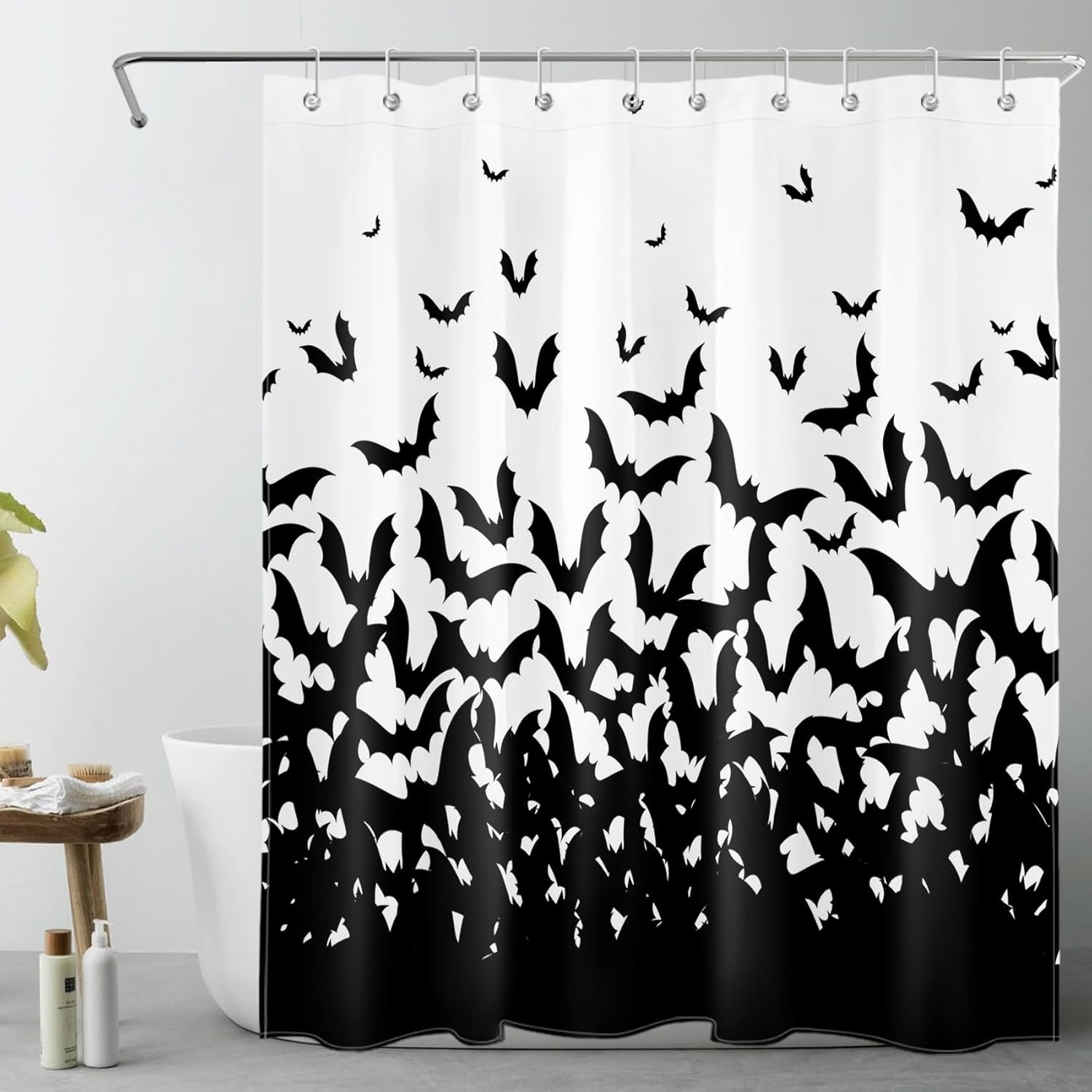 LB Halloween Pumpkin Shower Curtain Sets with Rugs Cartoon Cat Magic Hat Dots Fabric Shower Curtain with Hooks Pink and White Bathroom Curtains Shower Set, 72x72 inches