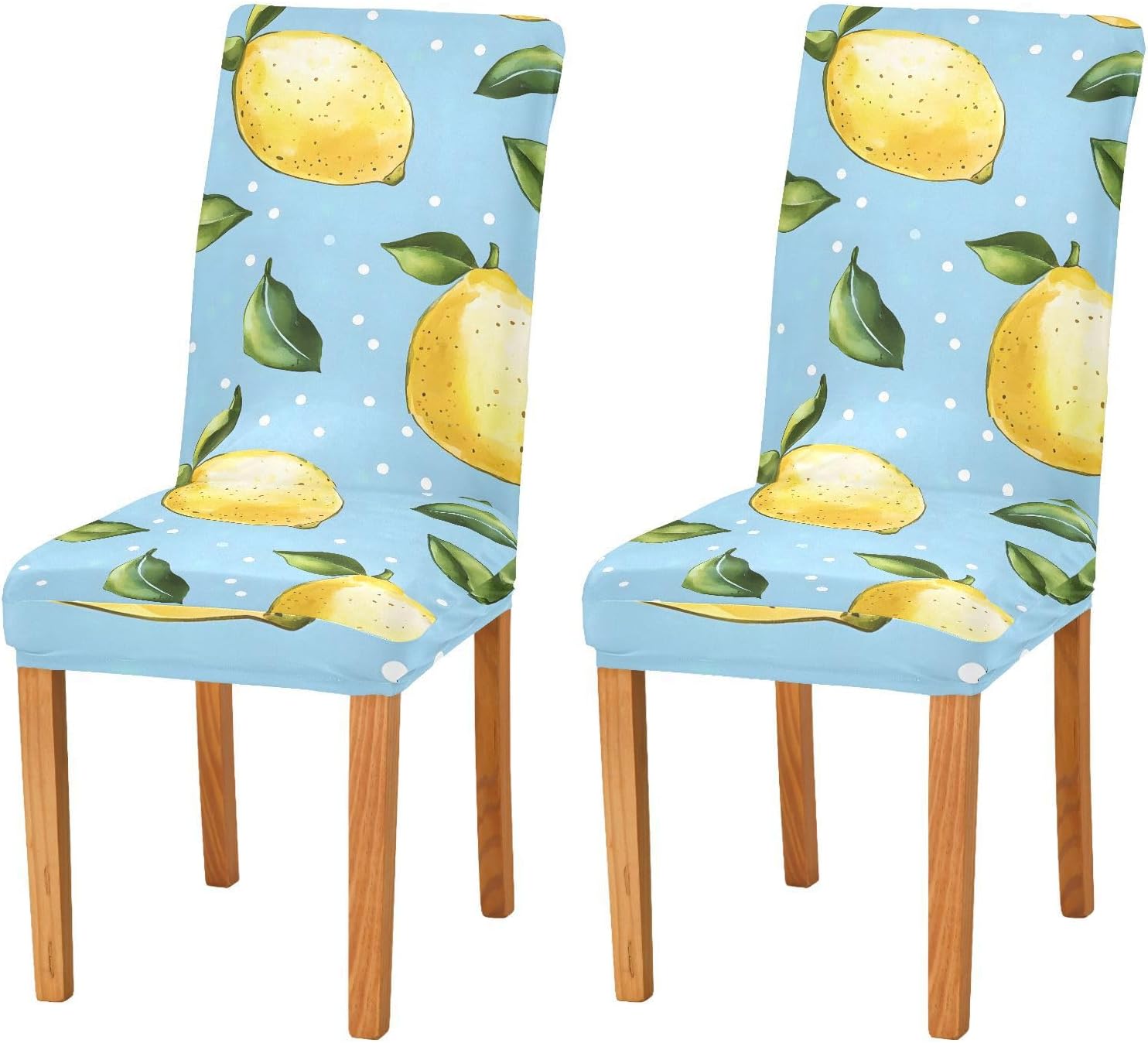 ALAZA Chair Covers for Dining Room, Lemon Dot Pattern Stretch Chair Cover Sets Chair Protector Removable Washable for Ktichen Restaurant Hotel
