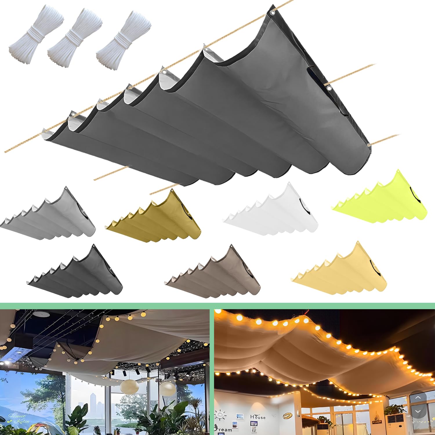 Toile coulissante pour terrasse et jardin : voile d'ombrage rétractable gris