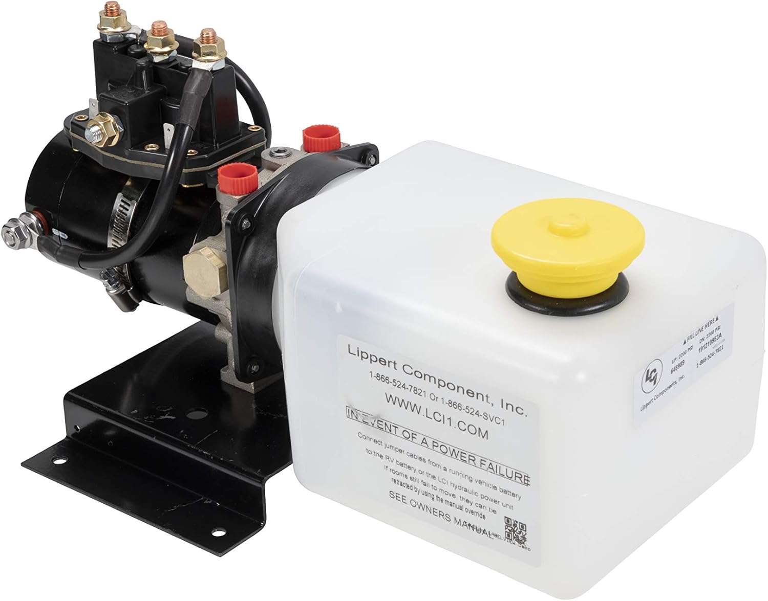 Lippert Hydraulic Power Unit with 2QT Pump Reservoir Kit - 141111, WHITE,BLACK (Cap color may vary)